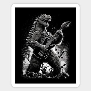 Godzilla Playing a Guitar Magnet